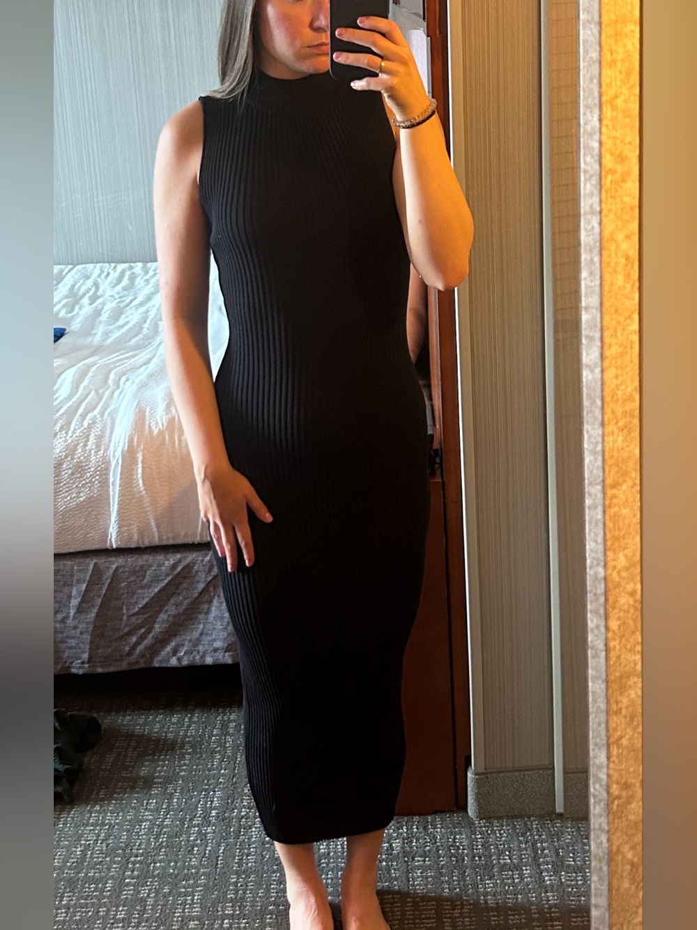 Zara Black Sleeveless Ribbed Maxi Dress